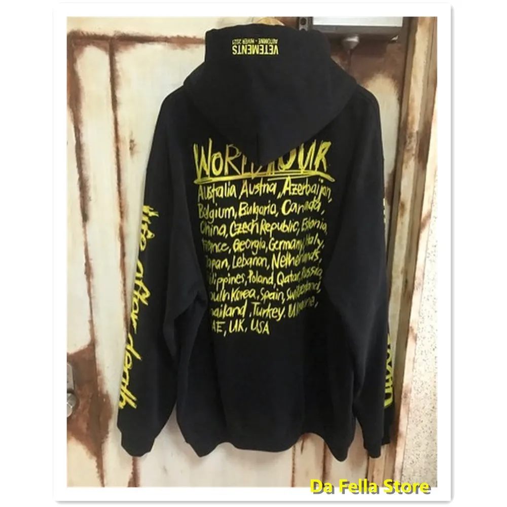 Black World Tour Hoodies Män kvinnor Yellow City Text tryckt hoodie ärm liv efter dödslogotyp tröjor hoodies308a