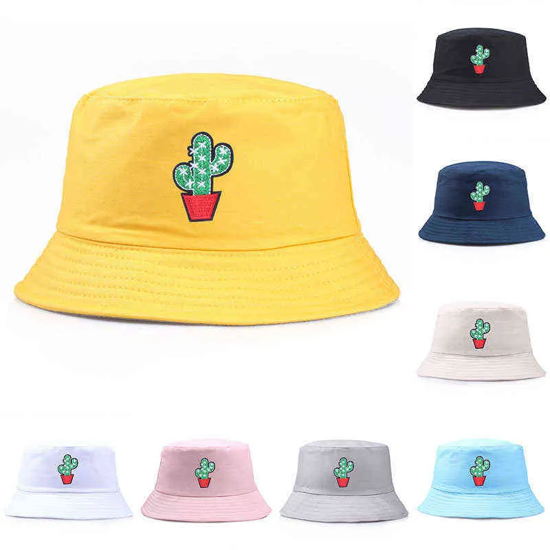 Drukowane wiadro kapelusz dla mężczyzn kobiet hip hop casual panama kapelusze kaktus haftowany bawełna casual cas casureen cap szeroką brzeg wysokiej góry g220311