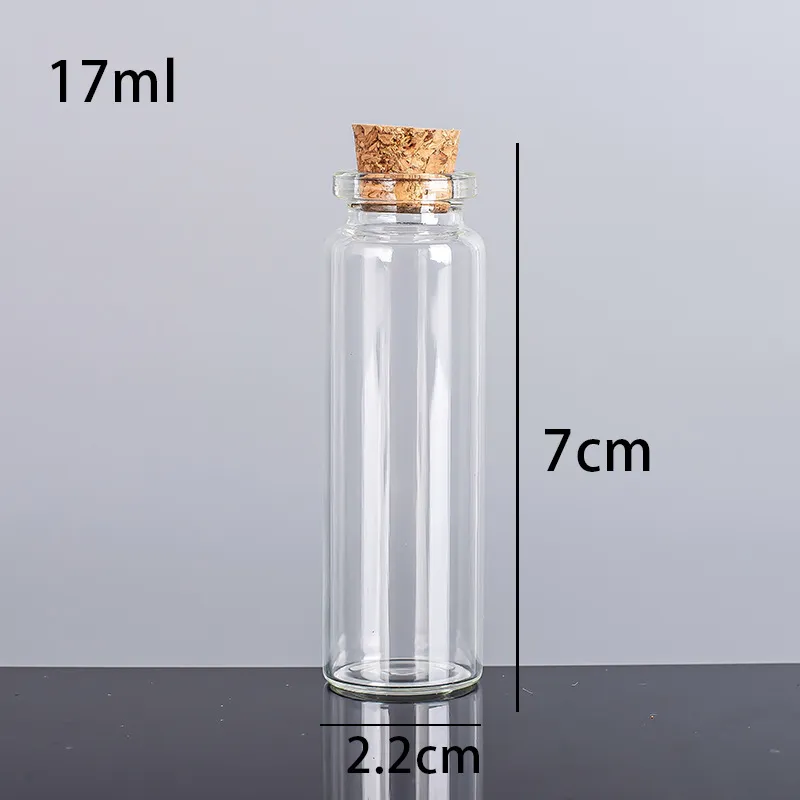 17 ml 22x70x12.5mm Kleine Mini Clear Glass Flessen Potten met Cork Stoppers / Message Weddings Wens Sieraden Party Gunsten