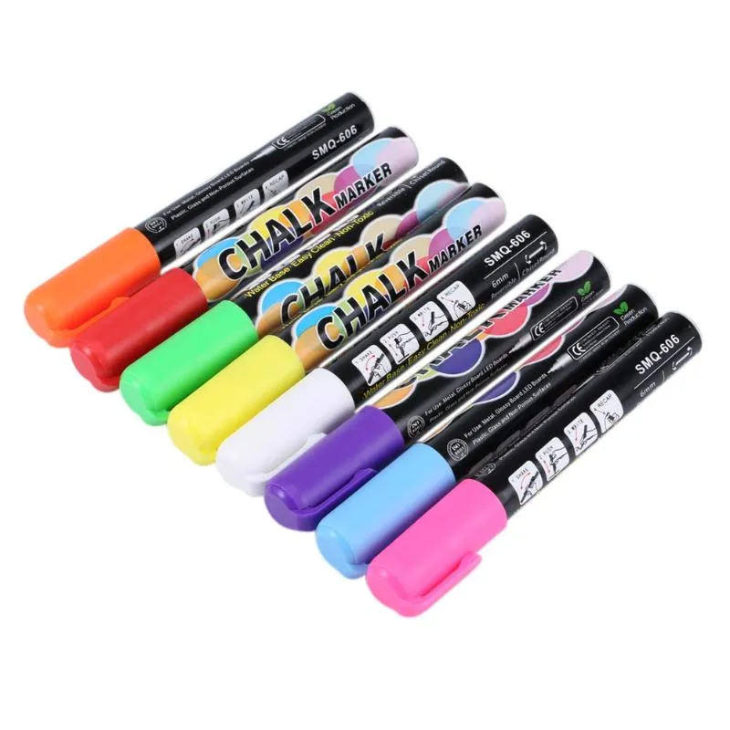 Highlighters Liquid Chalk 8pcs/lot Highlighter Fluorescent Marker Pen Colorful Art Painting For Whiteboard LED Chalkboard Arrival