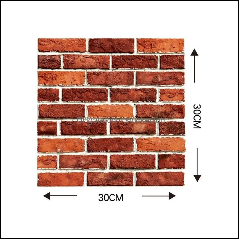 30*30cm 3D Wallpaper Stickers DIY Brick Stone Self Adhesive Waterproof Wall Paper Home Decor Kitchen Bathroom Living Room Tile Sticker