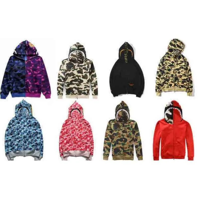 Sudadera con capucha de piel de tiburón de diseñador Sudadera con estampado de camuflaje frontal Chaqueta de punto de mono de baño Lurker chaqueta de felpa de manga larga para hombre y mujer