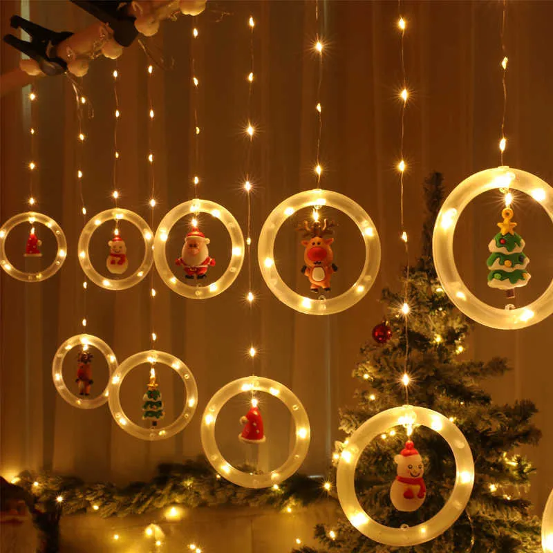 USB Christmas Light LED Fairy String Light Holiday Navidad Decoration Led Fairy Lights Garland Curtain Shop Window Home Decor 211012