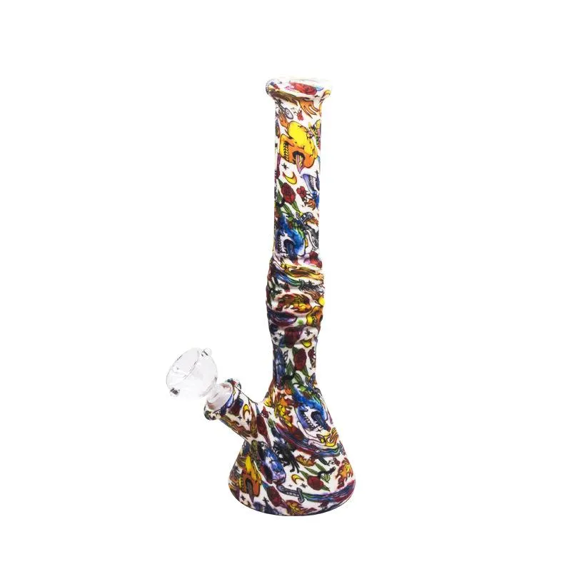 Hookah 11.8 '' Höjd Tryck Silikon Bong Vattenrör Bägare Design Rökpipor