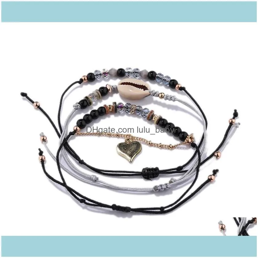 Beaded, Strands 4pcs/set Handcraft Boutique Fashion Multilayer Crystal Stone Beads Strand Bracelets Bangles Mini Measle Boho Mujer