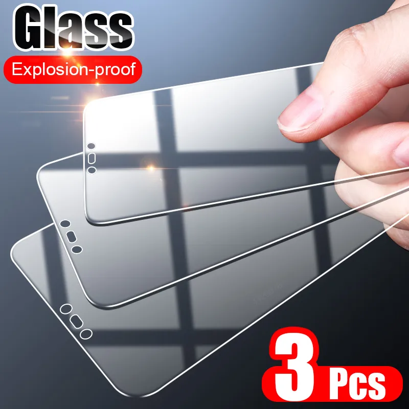 3pcs capa completa vidro temperado para Samsung Galaxy A6 A8 J4 J6 Plus Screen Protector para Samsung A7 A9 2018 Glass de proteção