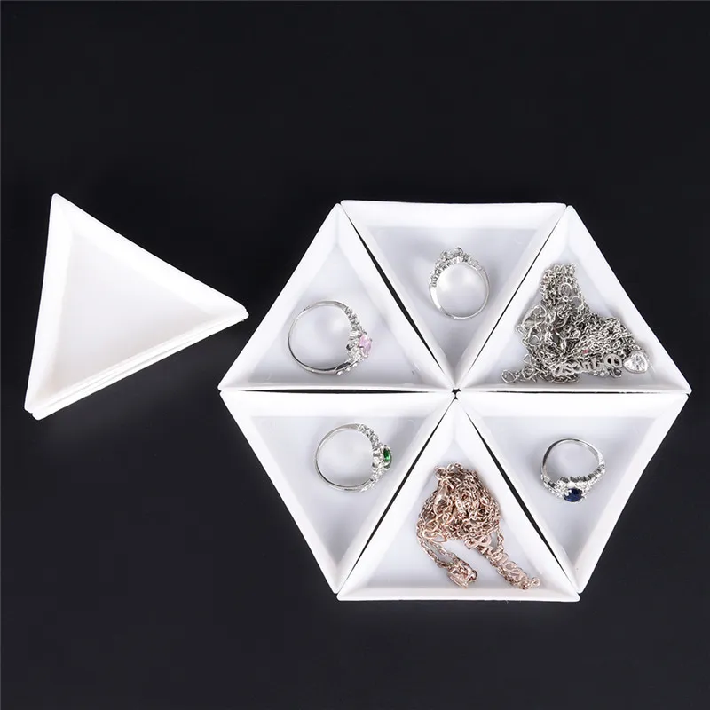 10Pcs Environmental Triangle Plate Tray Packaging Storage Plastic Containers For Beads Jewelry Display Organizer Holder