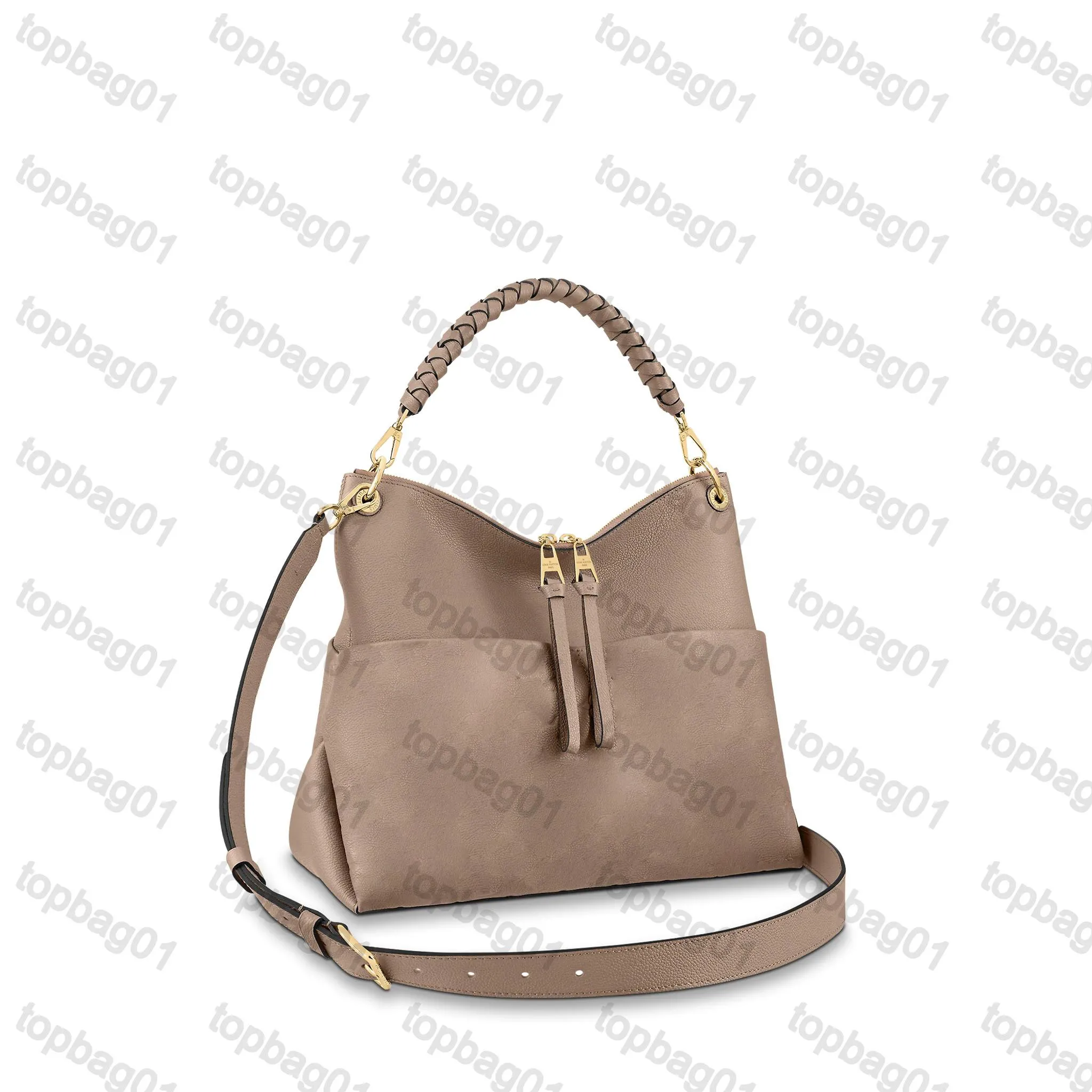 MAIDA Beaubourg HOBO desinger bag women lady canvas embossed genuine calf leather zipped handbag top handle purse strap shoulderbag tote M45522 01