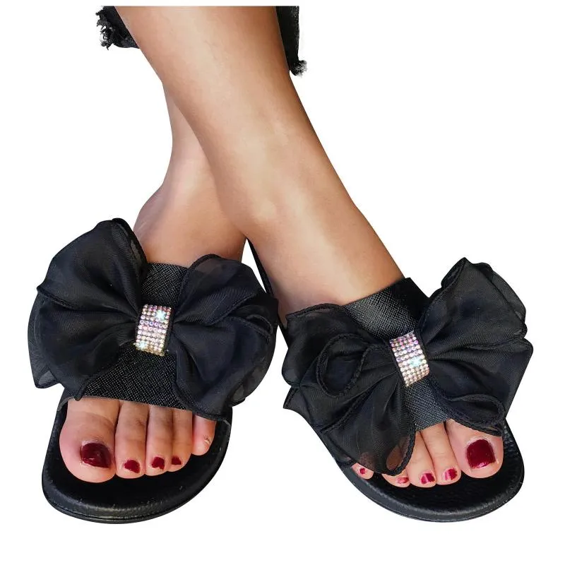 Slippers Women's Summer Beach Crystal Bowknot Sandals Women 2021 Sweet Causal Woman Shoes Flip Flops Chanclas Mujer