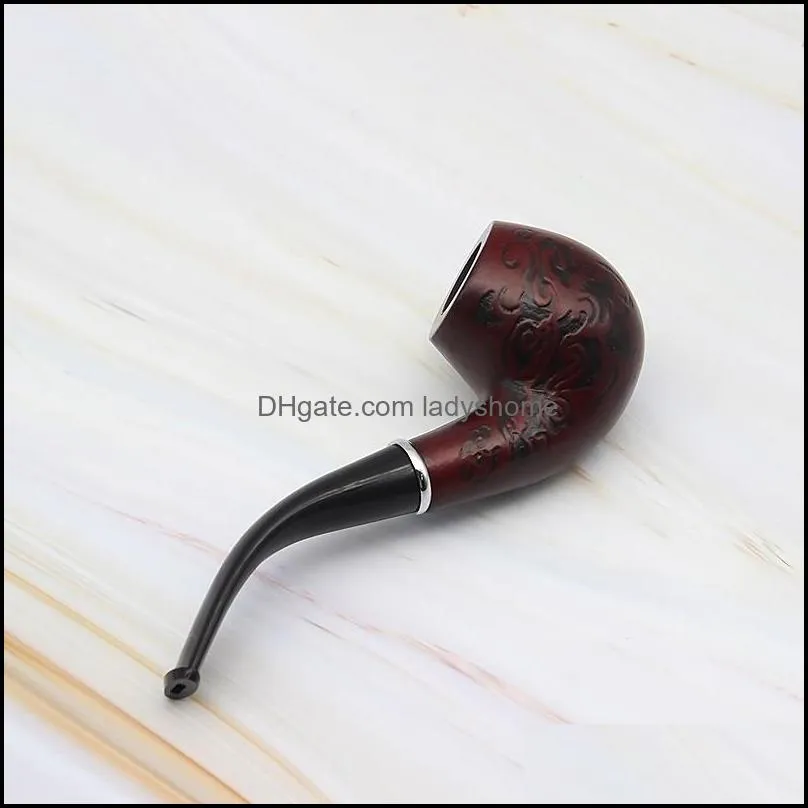 boutique tobacco pipe 705 carved wood ebony solid wood pipe manual old curved log filter tobacco pipe HWF7127