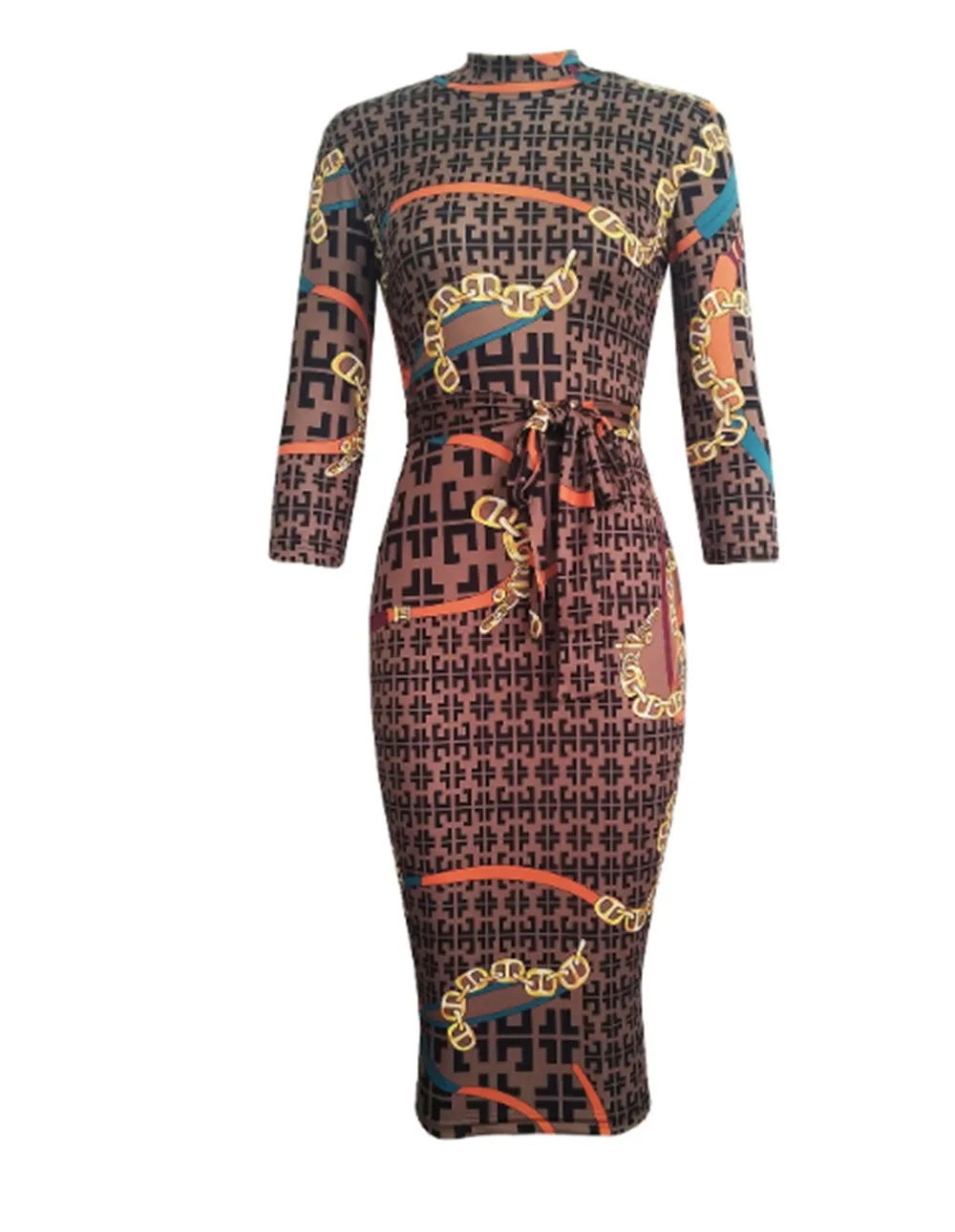 chain print bodycon dress Black and Gold Mesh Chain Print Bodycon Dress- Lilie  Rebellious Fashion