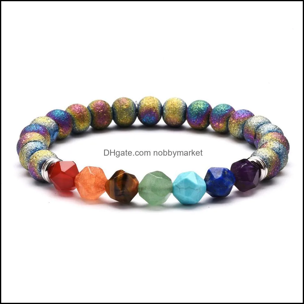 New Arrival 7 Chakra charm Bracelets For Women Men Colorful Natural stone Healing crystals beads chains Wrap Bangle Fashion Yoga