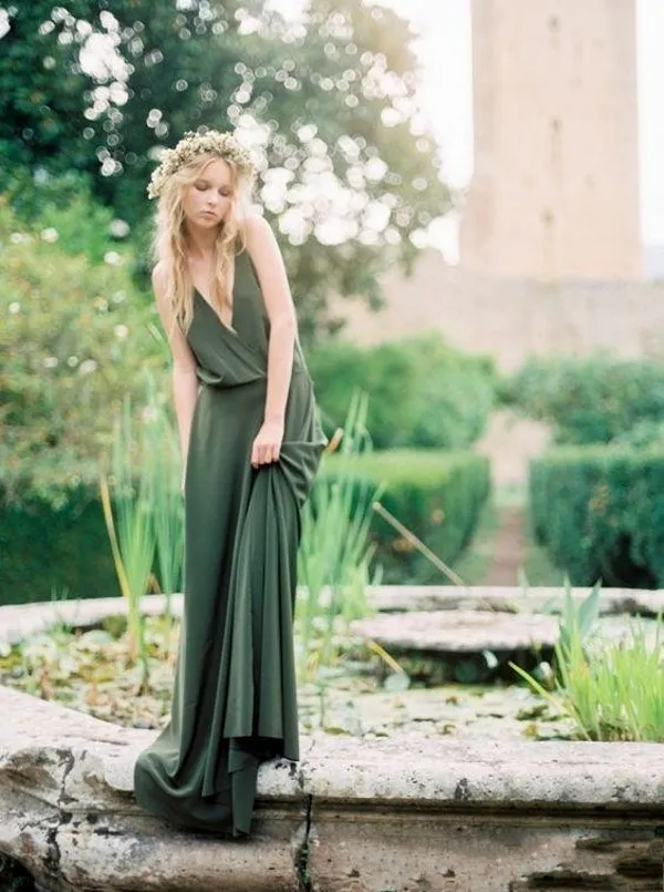 Vestidos largos sales color verde olivo