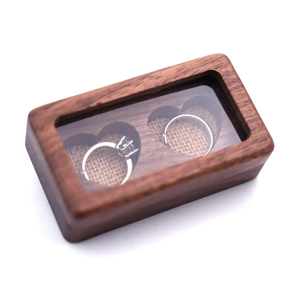Деревянная кольцевая коробка для носителя персонализированные кольца держатели держателя заседания деревенские свадебные обычаи