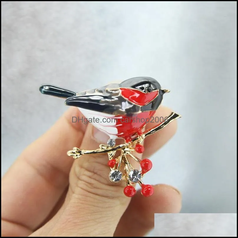 Pins, Brooches Cute Vivid Bird Enamel For Women Sweater Animal Design Pin Branch Accessories 3 Colors Available High Quality