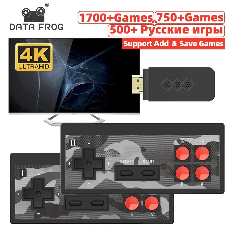 Groothandel Mini 4K Video Game Console Dual Players en Retro-ondersteuning in 1700+ NES Games Draadloze Controller HD / AV-uitvoervoorvoegsel