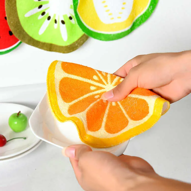 Lovely Fruit Print Hanging Kitchen Hand Towel Microfiber Towels Quick-Dry Cleaning Rag Dish Cloth Wiping Napkin WQ323