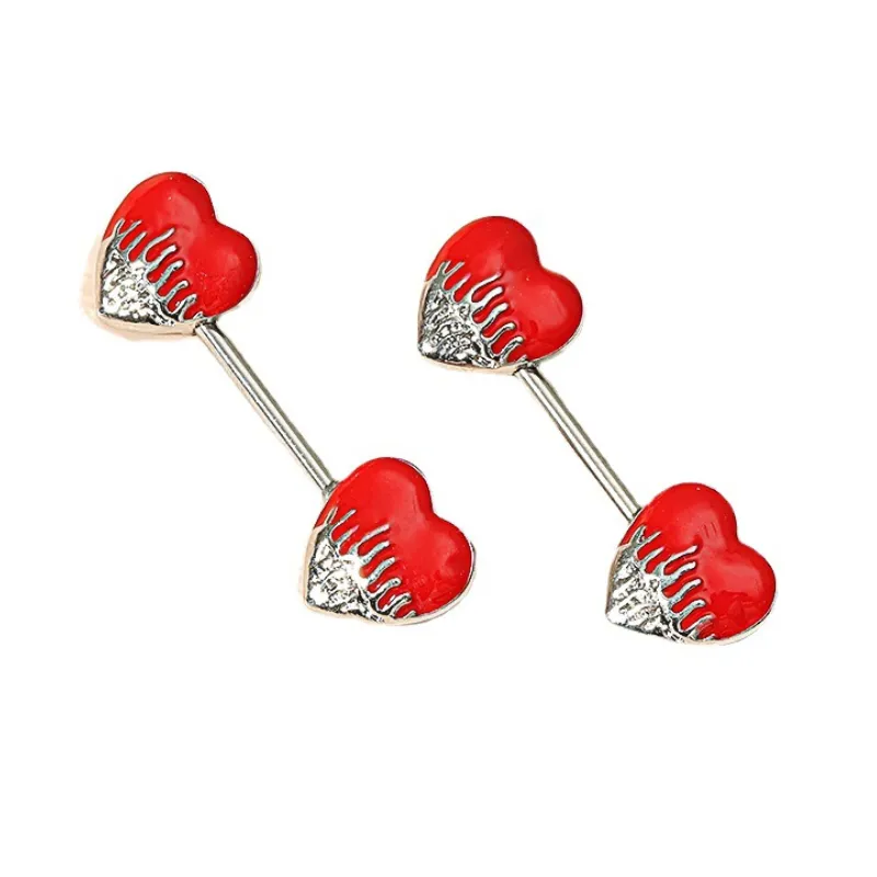 Body Art Bijoux Flamme Heart Nipple Bague Alliage Poitrine Piercing Barbell pour hommes et femmes