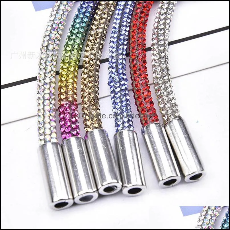Rhinestone DIY Drawstring Trousers Rope Cap RopeS Rainbow Shoelace Bling Belt Bowknot Lazy Elastic Shoelaces Clothing Accessories