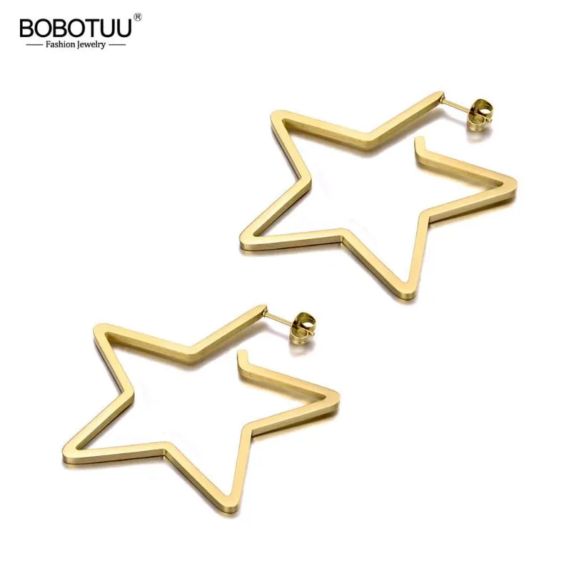 Stud BOBOTUU Fashion Titanium Stainless Steel Love Star Earrings Bohemia Office Jewelry For Women Girls BE19329