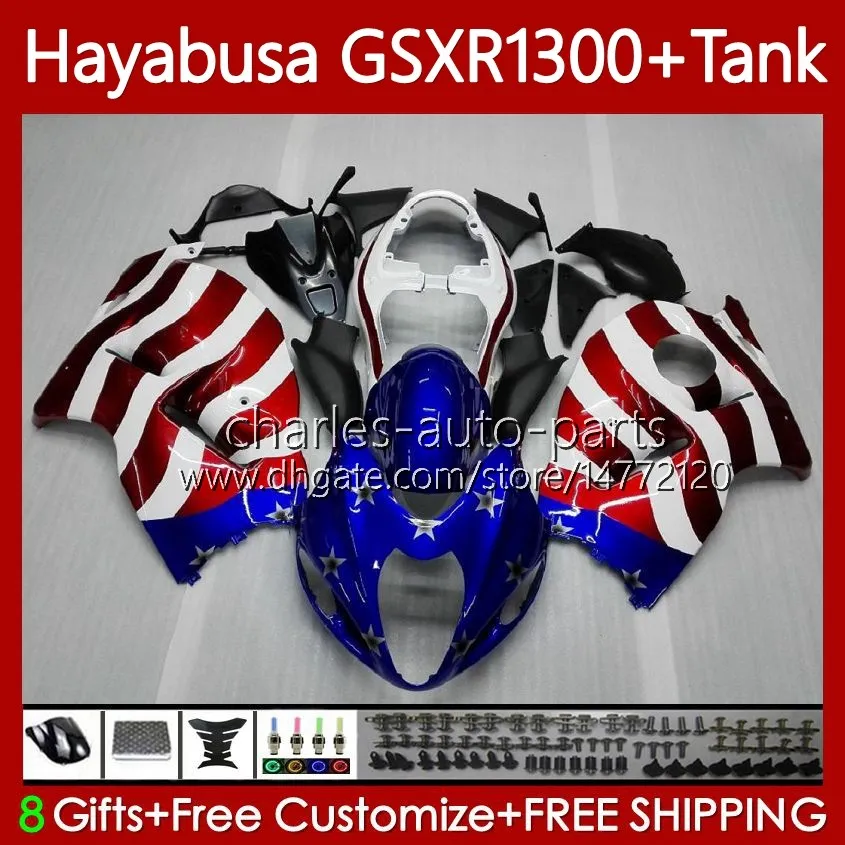 OEM BODY +タンク用HAYABUSA GSXR 1300CC GSXR-1300 1300 CC 1996 2007 74NO.4 GSX-R1300 GSXR1300 96 97 98 99 00 01 GSX R1300 02 03 04 05 06 06 06 06 06 07 06 07フェアリングキットアメリカ国旗