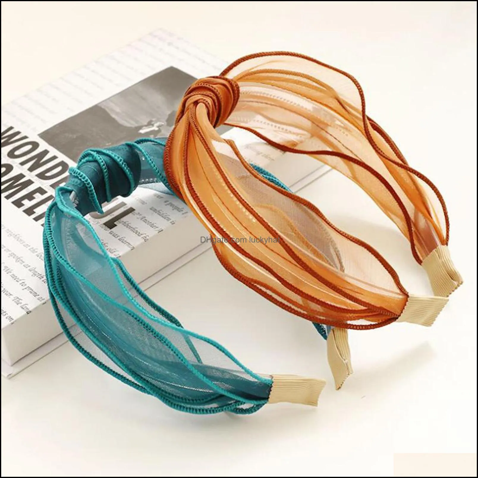 New Fashion Women`s Hairband Solid Color Lace Headband Spring Summer Headband  Rhinestone Hair Accessories Turban