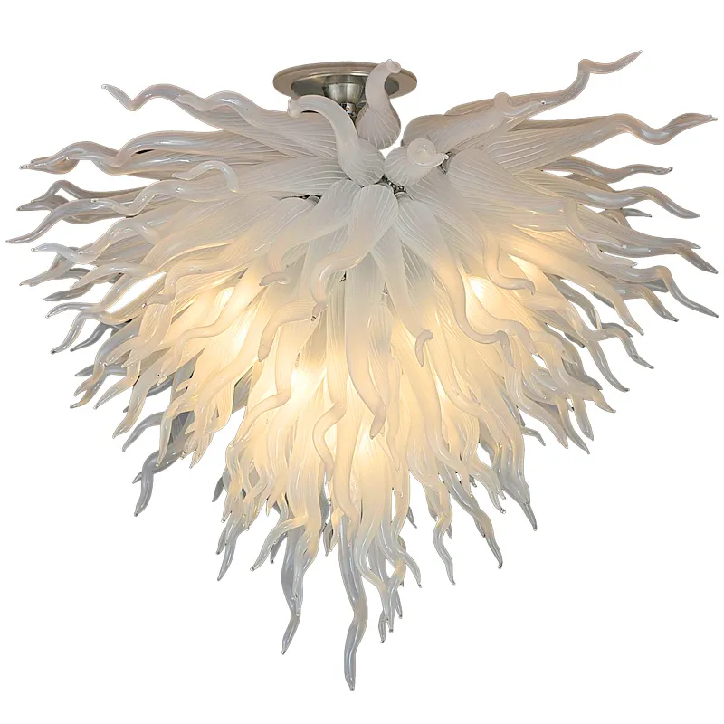 Luxe moderne coeur transparent Murano led lustres lampes suspendues lustre en cristal de verre soufflé