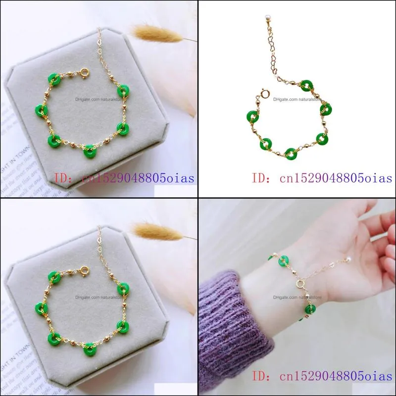Green Jade Donut Bracelets for Women Bangle Bracelet Jewelry 925 Silver Real Natural Bead Emerald Gift Gemstone Amulets Chinese