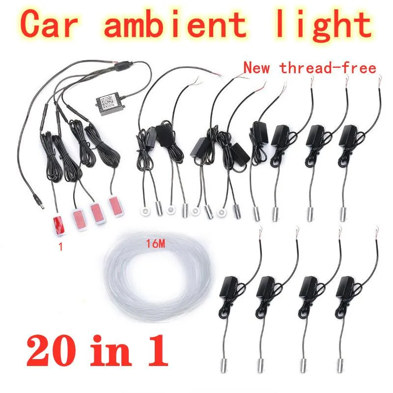 Interioreksternal ışıklar 16 m led şerit ışık uzaktan kumanda araba iç dekoratif rgb esnek el tel ortam lambası atmosfer evrensel