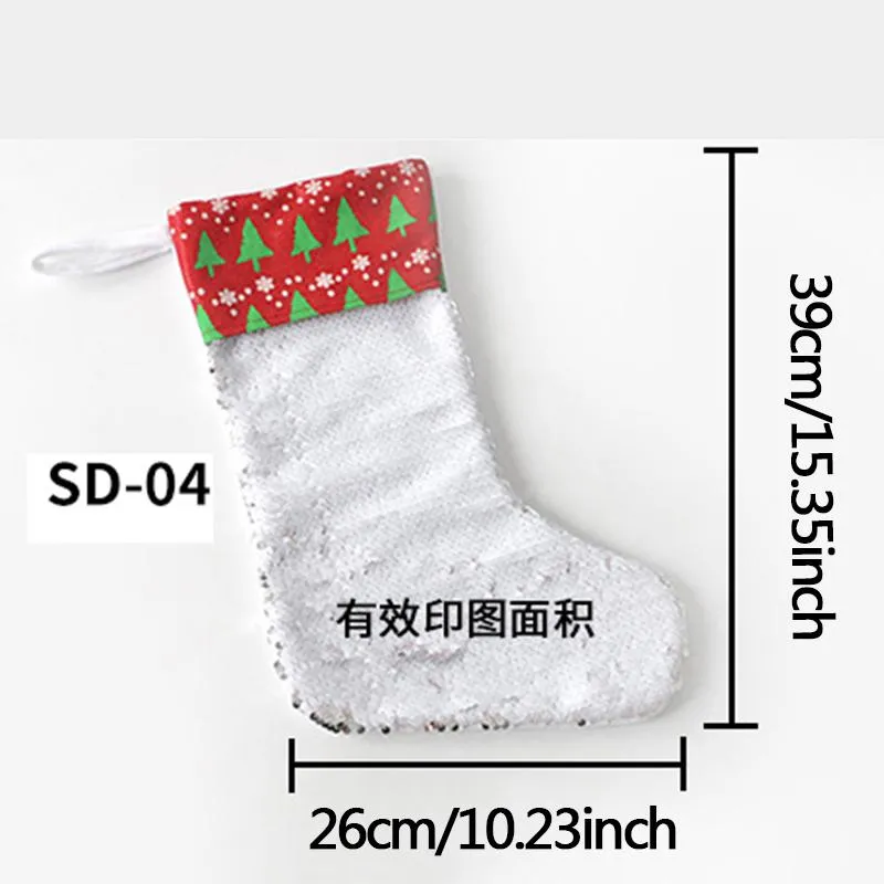 Christmas Decoration Sequins Stocking Xmas Tree Decor Hanging Socks Santa Claus Children Candy Gift Sock Bag Festival Props BH4940 WLY