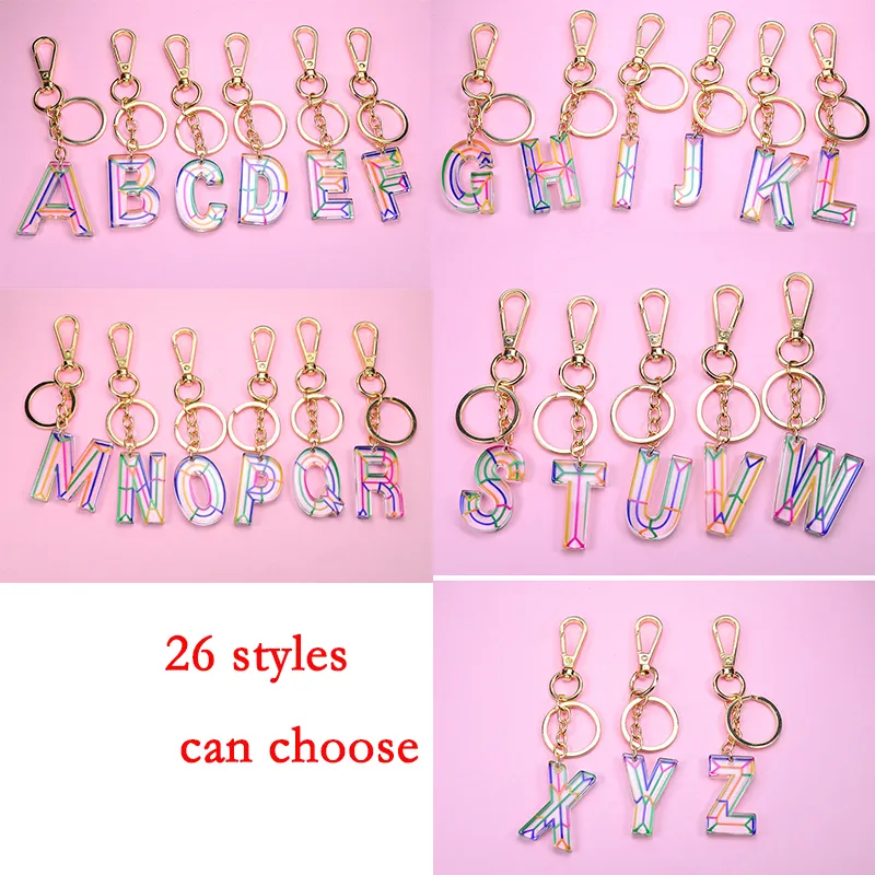 Claro Acrílico Keychain Party 26 Inglês Letras Chave Ring A Z Alfabeto Saco Charms Moda carro Pingentes