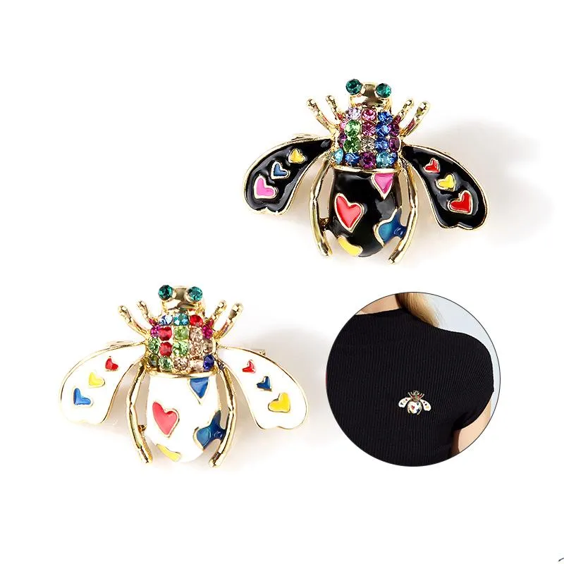 Broches, broches coloré cristal abeille broche pour femmes émail insecte bijoux luxe broche abeille sac à main suspendu cadeau