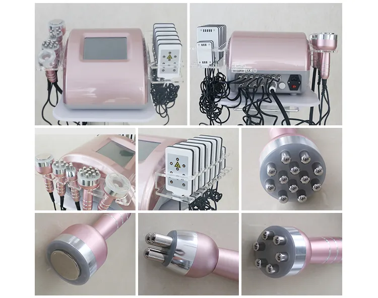 Multifunctional 6 in 1 portable face lift weight loss radio frequency vacuum fat body slimming 80k cavitation machine