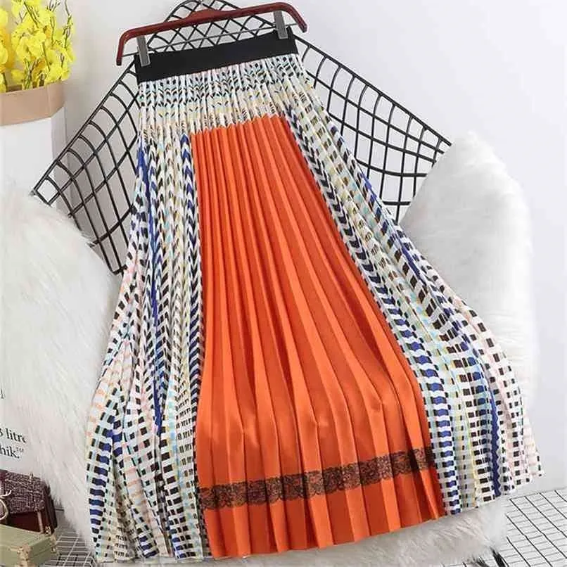 Multicolor High Waist Pleated Pleated Midi Skirt For Women Perfect For Spring And Autumn Casual Wear Mid Calf Swing Style Style 210619 From Long005 18.2 DHgate.Com
