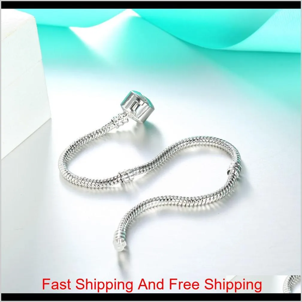 1pcs drop shipping silver plated bracelets women snake chain charm beads for  beads bangle bracelet children gift b001