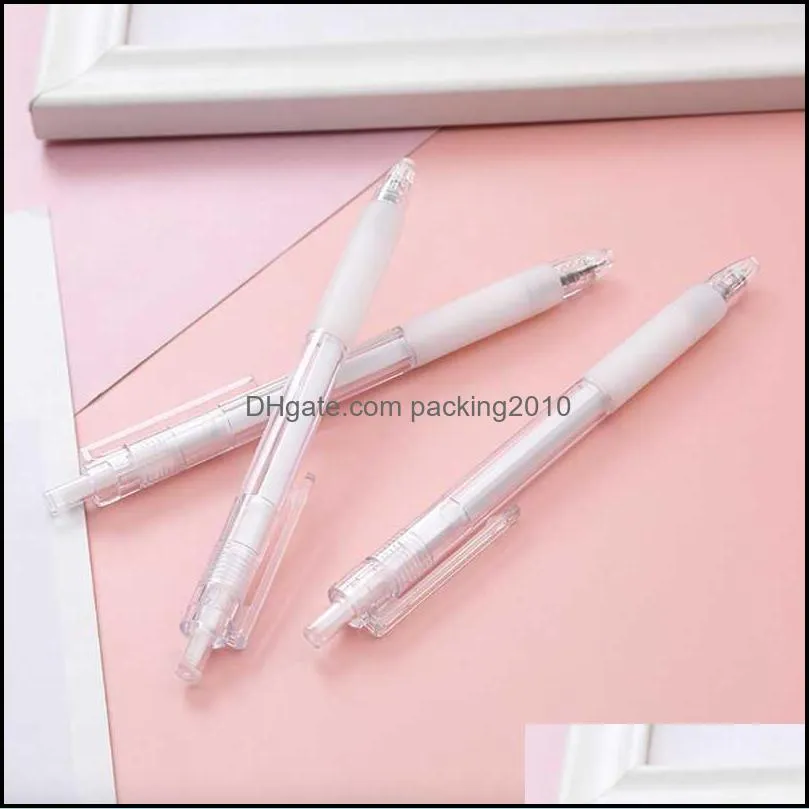 Transparent Gel Pen 0.5mm Black Refill Ballpoint Pen for Kids School Office Stationery Supplier Student Writing Tool Working