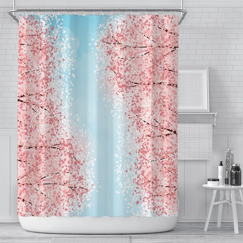 Sakura rideau de douche fleur de cerisier impression 3d rideau de salle de bain étanche 180*180cm rideaux de douche floraux décor de salle de bain