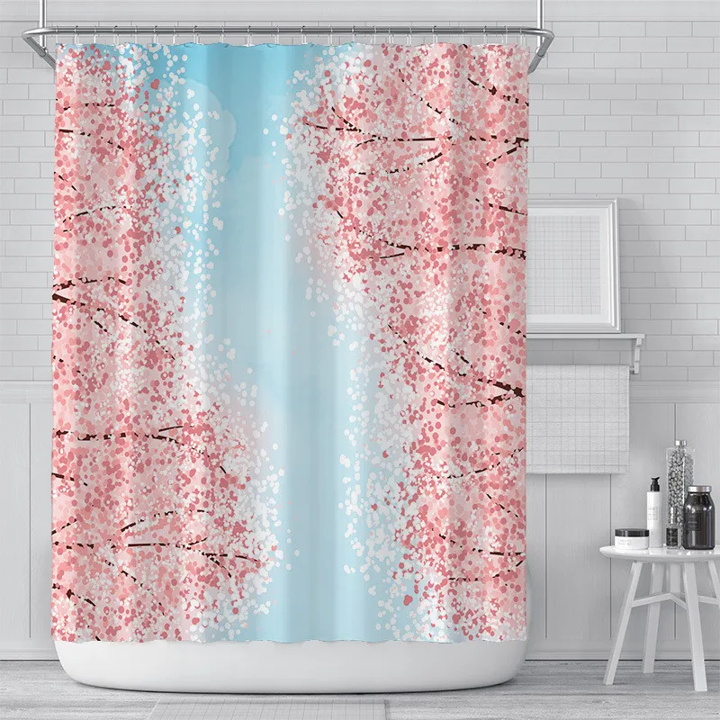 Floral Printed Shower Curtain Bathroom Accessories Waterproof