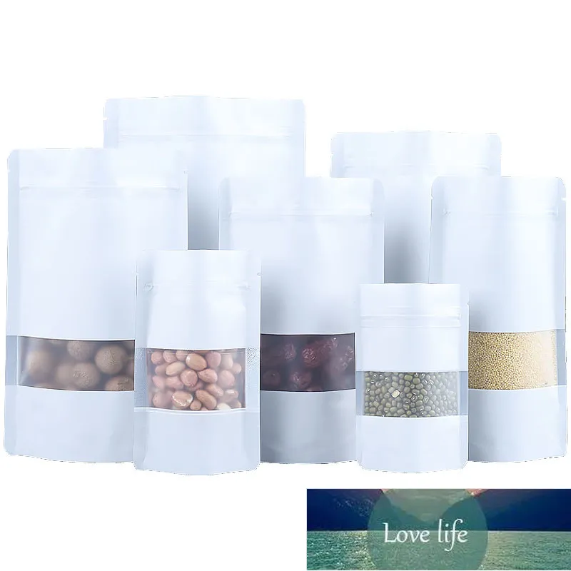 100 stks hersluitbare matte witte aluminium folie venster zip lock pouches koffie snack kruid sieraden granen maïs verpakking tassen fabriek prijs expert ontwerpkwaliteit