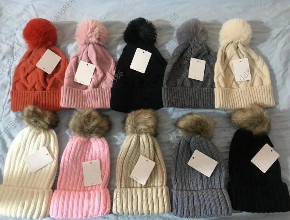 21ss beanie cappello cappello inverno cappelli da donna uomini cofano sottili berretti con vera pelliccia di procione pompon calda ragazza cappuccio snapback Pompon 14 colori