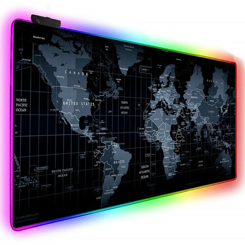 وسادات الماوس مساند المعصم LED RGB لوحة ألعاب كبيرة ألعاب كبيرة USB سلكية الخلفية الملونة حصيرة مكتب الكمبيوتر للكمبيوتر المحمول سطح المكتب