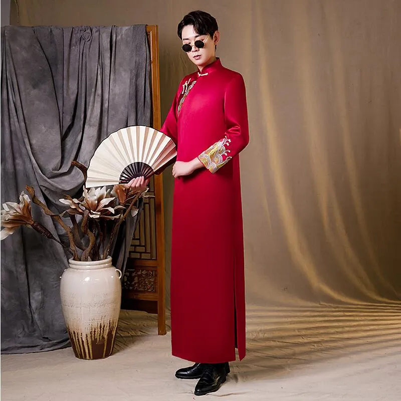 Traditional Chinese Ghagra Dress For Wedding For Men Cheongsam Style Gown With Jacket And Ethnic Flair From Fleming627 59.81 DHgate.Com