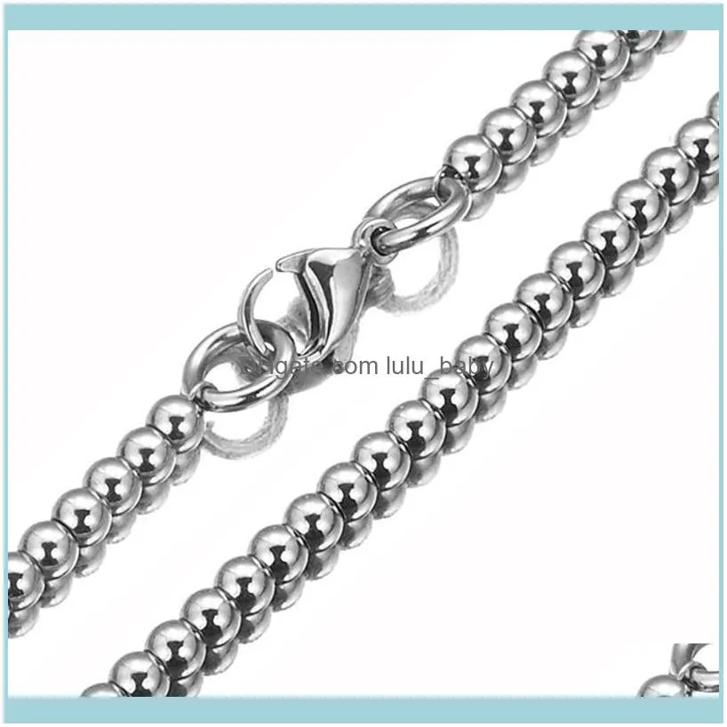 Chains 6/8/10mm Wide Fashion Mens Jewelry Silver Color 316L Stainless Steel Rosary Beads Chain Necklace 7