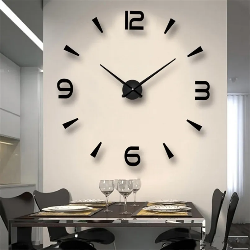 6 tipos mudo relógio de parede diy espelho acrílico relógio digital quarto decoração adesivo de parede simples quarto moderno decoração sala de estar 211110