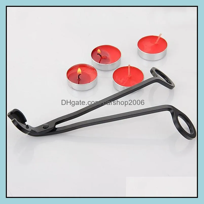 newBlack Stainless Steel Candle Wick Trimmer Oil Lamp Trim Scissor Tijera Tesoura Cutter Snuffer Tool Hook Clipper HWE8300