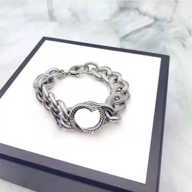 Vintage Interlocking Wide Chain Bracelet Unisex Tin Alloy Vintage Interlocking Wide Chain Bracelet Unisex Tin Alloy