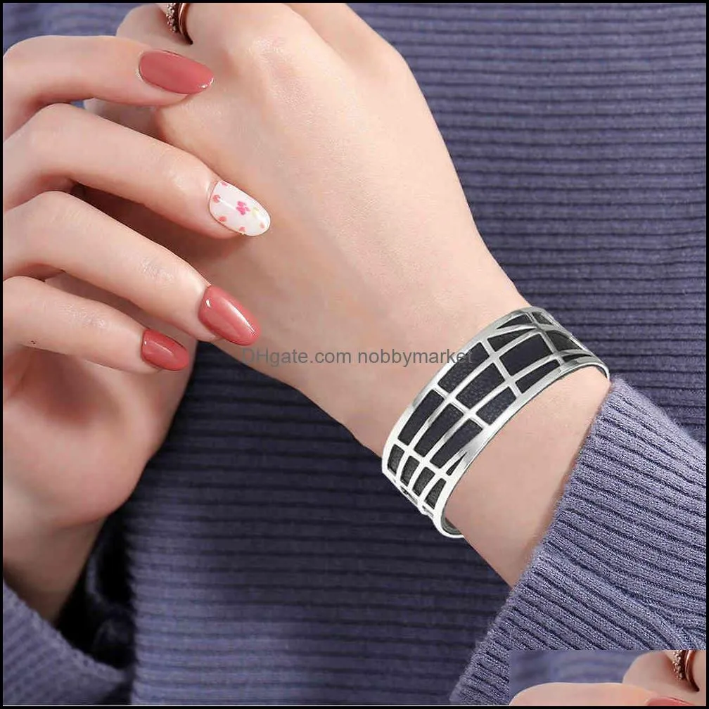 Legenstar 40/25/14mm Pu Leather Band Reversible fit Stainless Steel Bracelet Belt Cuff Bangle Handmade Accessories Women 210408