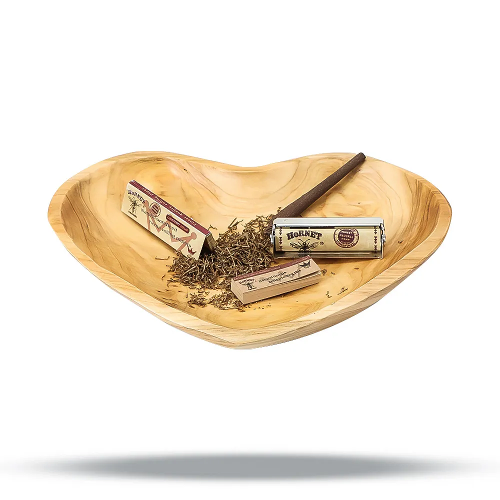 Plateau à cigarettes en bois Plateau en bois en forme de coeur Plateau à cigarettes en bois