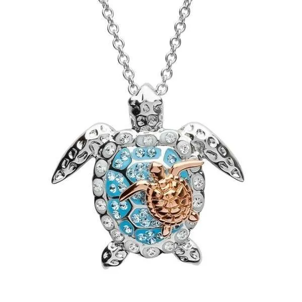 Casual Necklace for Women Zircon Charm Beach Turtle Necklaces Sliver Rose Gold Unique Jewelry Gift