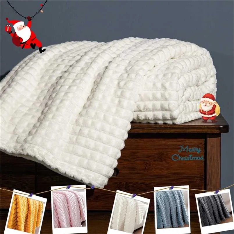 Julfilm för bäddsoffa Coral Fleece Soft Shaggy Plush Throw Toalette Baby Contant Carpet Gifts Vinter Varm heminredning 211122